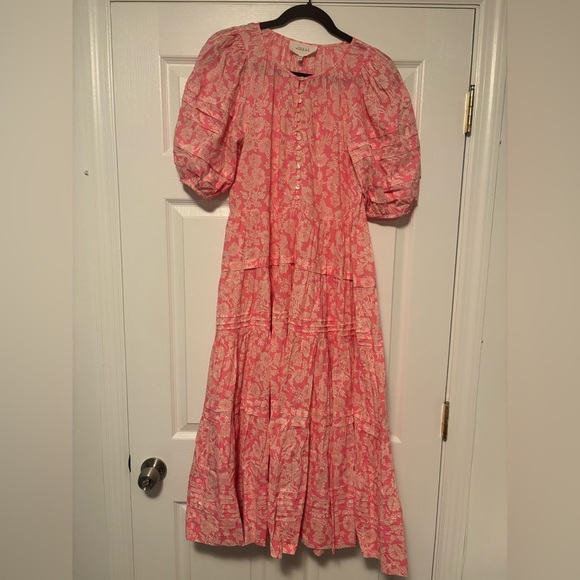 The GREAT.  Bright Rouge Wild Brush Floral The Pleated Ravine Dress - Picture 6 of 11